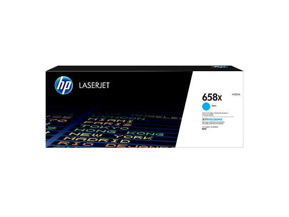 Series 1 of 9 HP Laser Toner Cartridges and Kits, HP 658X High Yield Cyan Original LaserJet Toner Cartridge, W2001X