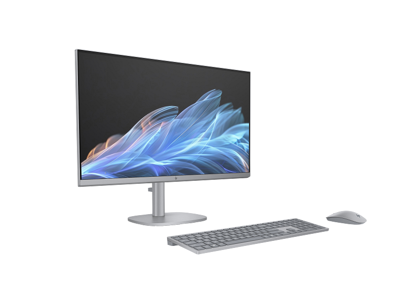 24C2-ENVY 27 Meteor Silver T FHD Swiss Brie KBM HP AI Art Screen Core Set FrontRight WhiteBG