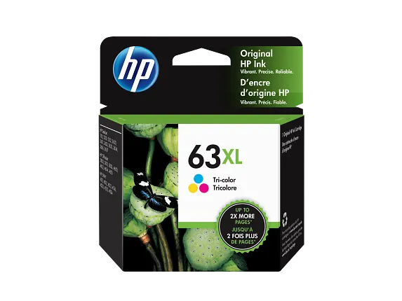 Ink Supplies, HP 63XL High Yield Tri-color Original Ink Cartridge, F6U63AN#140