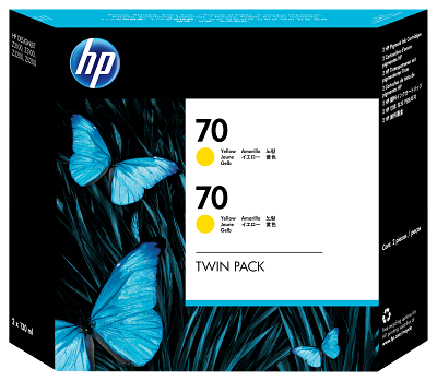 HP 70 2-pack 130-ml Yellow DesignJet Ink Cartridges