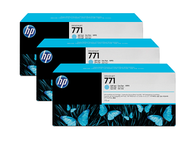 HP 771 3-pack 775-ml Light Cyan DesignJet Ink Cartridges