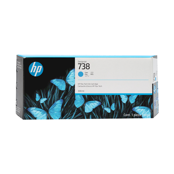 HP DesignJet 738 300ml Cyan 2000x2000 Hero Image