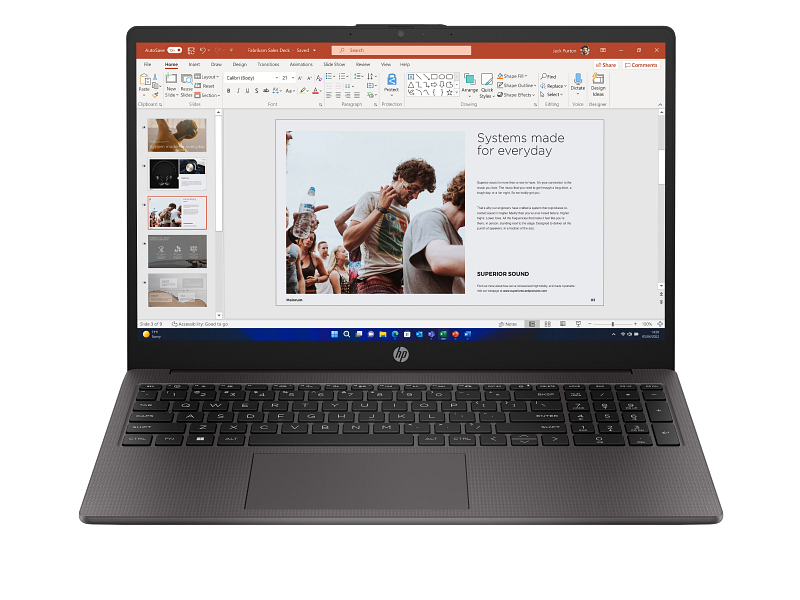HP 250 G10 15 Inch Notebook PC DF DarkAsh NT HDcam FPR Catalog Win11 WhiteBG Front