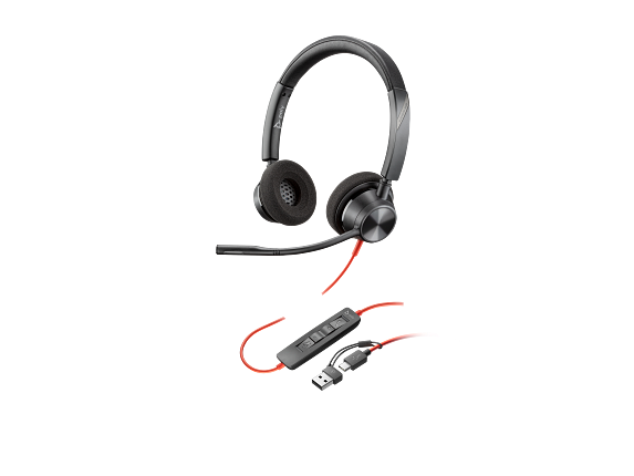 Micro-casque Poly Blackwire 3320 stéréo USB-C + adaptateur USB-C/A