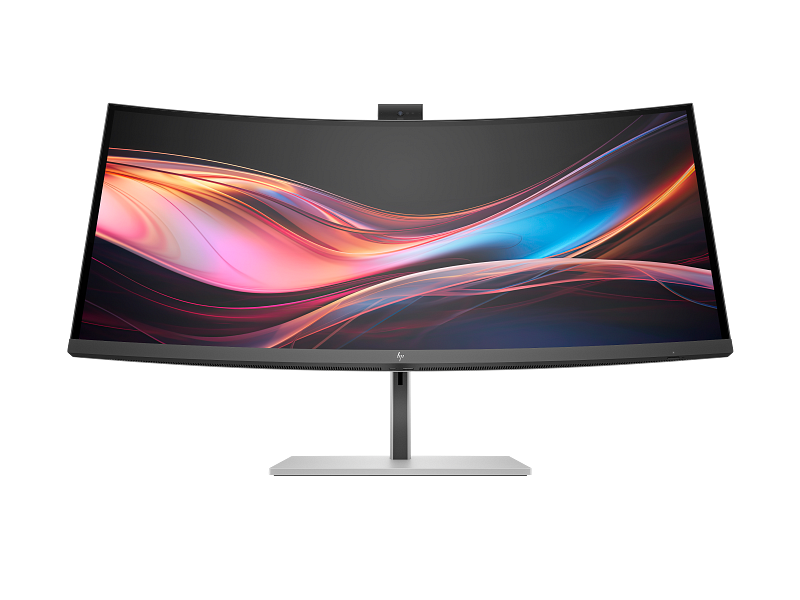 HP Series 7 Pro 34 WQHD Conferencing Monitor - 734pm PikeSilver CoreSet Front WhiteBg