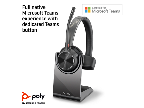 Poly Voyager 4310-M Microsoft Teams Certified Headset with charge stand - Afbeelding 5 van 8