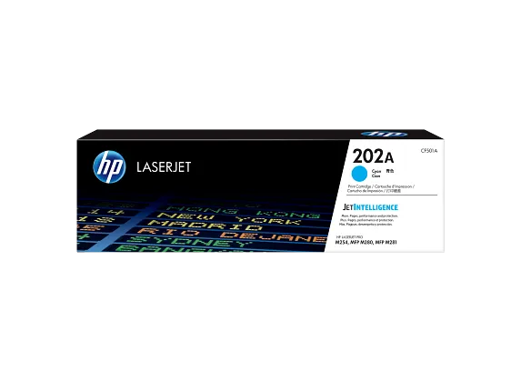 HP Laser Toner Cartridges and Kits, HP 202A Cyan Original LaserJet Toner Cartridge, CF501A