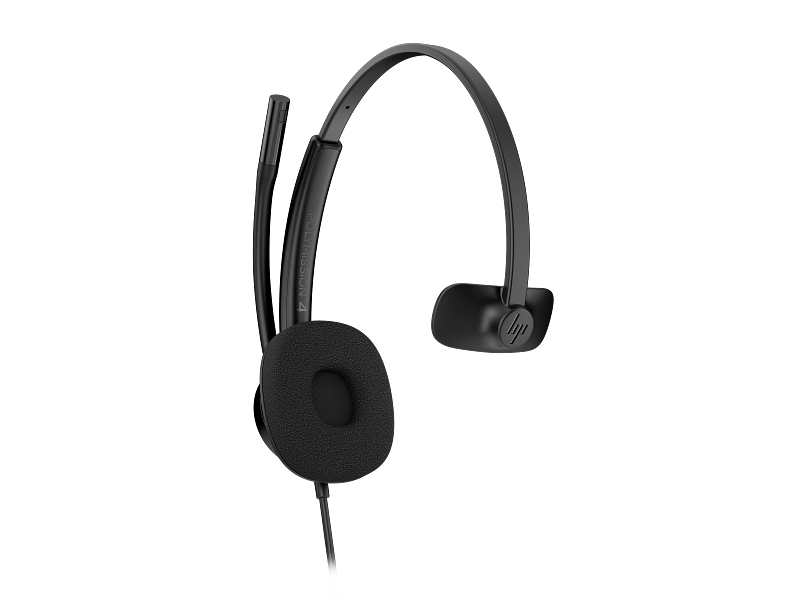Auriculares USB HP Poly Mission 415 monoaurales - Espuma clásica. Solo catálogo de productos. Parte frontal izquierda transparente.