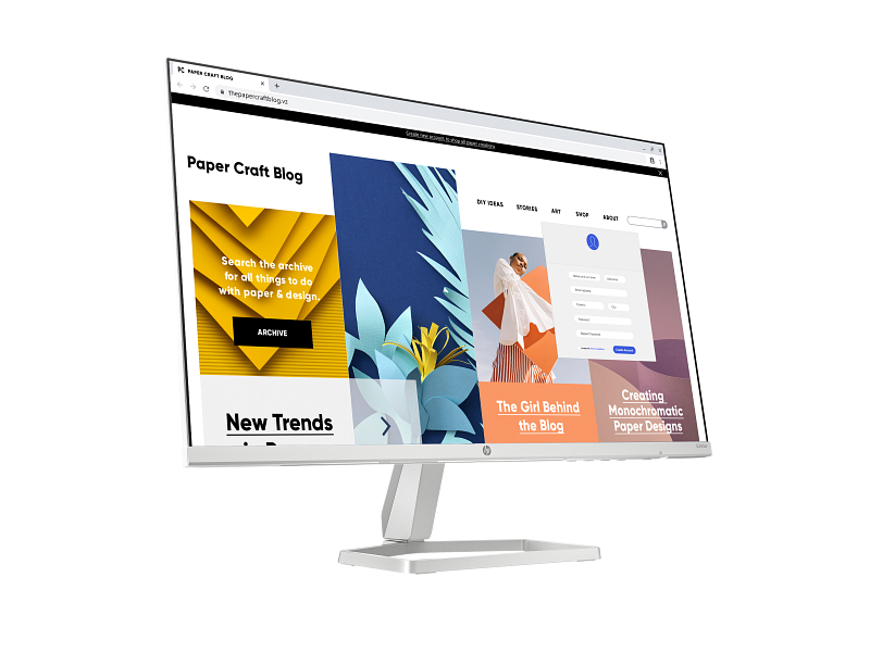 24C1 HP Series 5 23.8inch FHD White Monitor 524sw CeramicWhite screenSH Coreset FrontRight WhiteBg