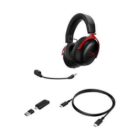 HP A59Z0AA HyperX Cloud III S vezeték nélküli gamer headset (fekete/piros)