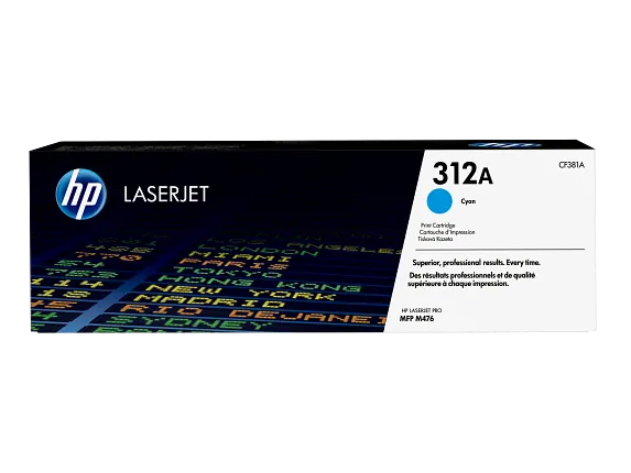 HP Laser Toner Cartridges and Kits, HP 312A Cyan Original LaserJet Toner Cartridge, CF381A