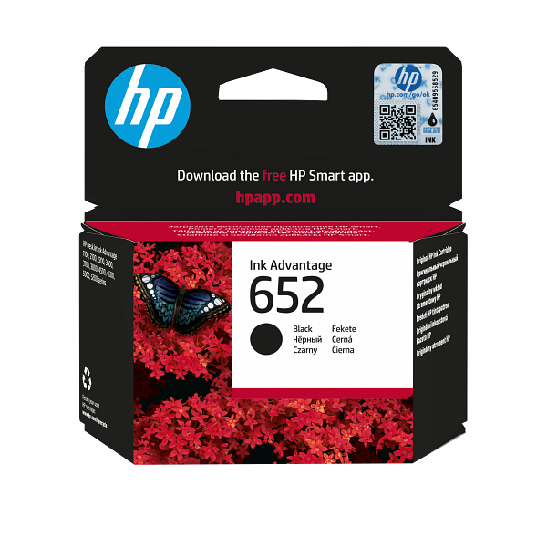 HP 652 Black Original Ink Cartridge , F6V25-80014 , F6V25AE