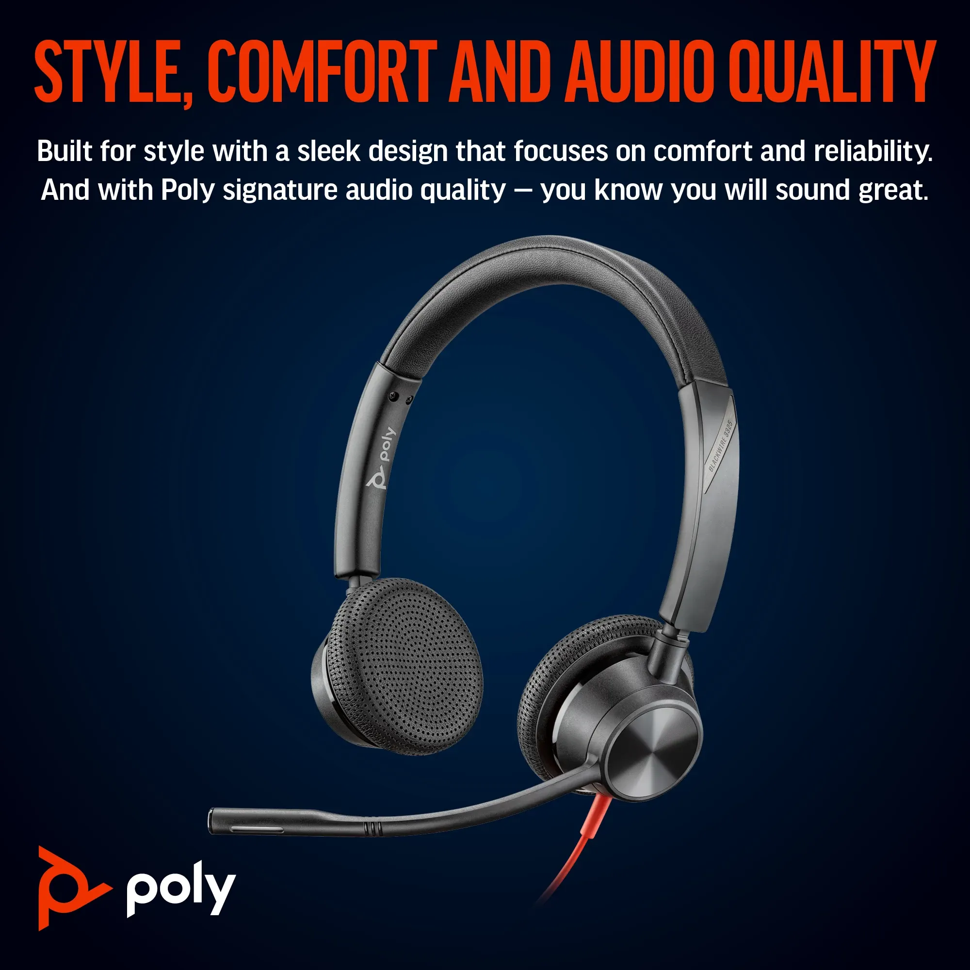 Poly Blackwire 3325 Stereo Headset - Thumbnail 3