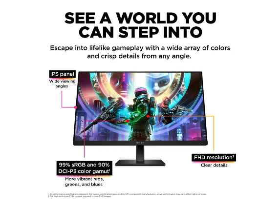 Series 6 of 12 HP Home Monitors, OMEN by HP 23.8 inch FHD 165Hz Gaming Monitor - OMEN 24