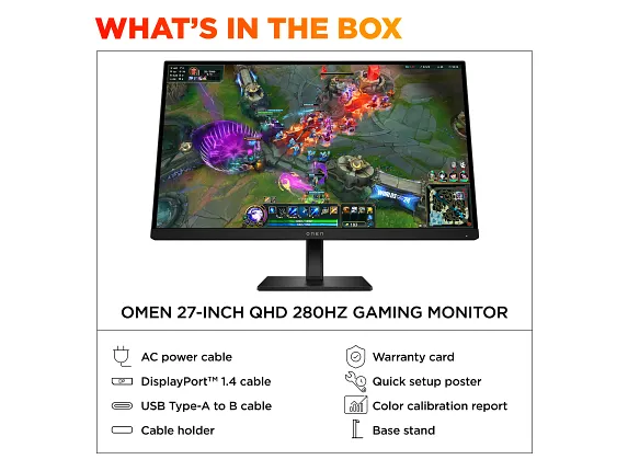 OMEN 27 inch QHD 280Hz Gaming Monitor - OMEN 27qs G2