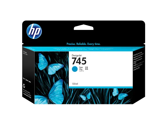 Ink Supplies, HP 745 130-ml DesignJet Cyan Ink Cartridge, F9J97A