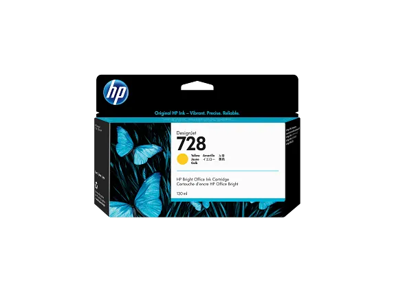 HP® 728 130-ml Yellow DesignJet Ink Cartridge (F9J65A) HP® 728 130-ml Yellow DesignJet Ink Cartridge (F9J65A)