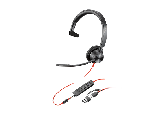 Photos - Headphones Poly Blackwire Blackwire 3315 Monaural Microsoft Teams Certified USB-C Headset +3.5mm Plug +USB-C/A Adapter 8X218AA