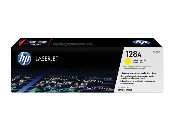 HP Laser Toner Cartridges and Kits, HP 128A Yellow Original LaserJet Toner Cartridge, CE322A