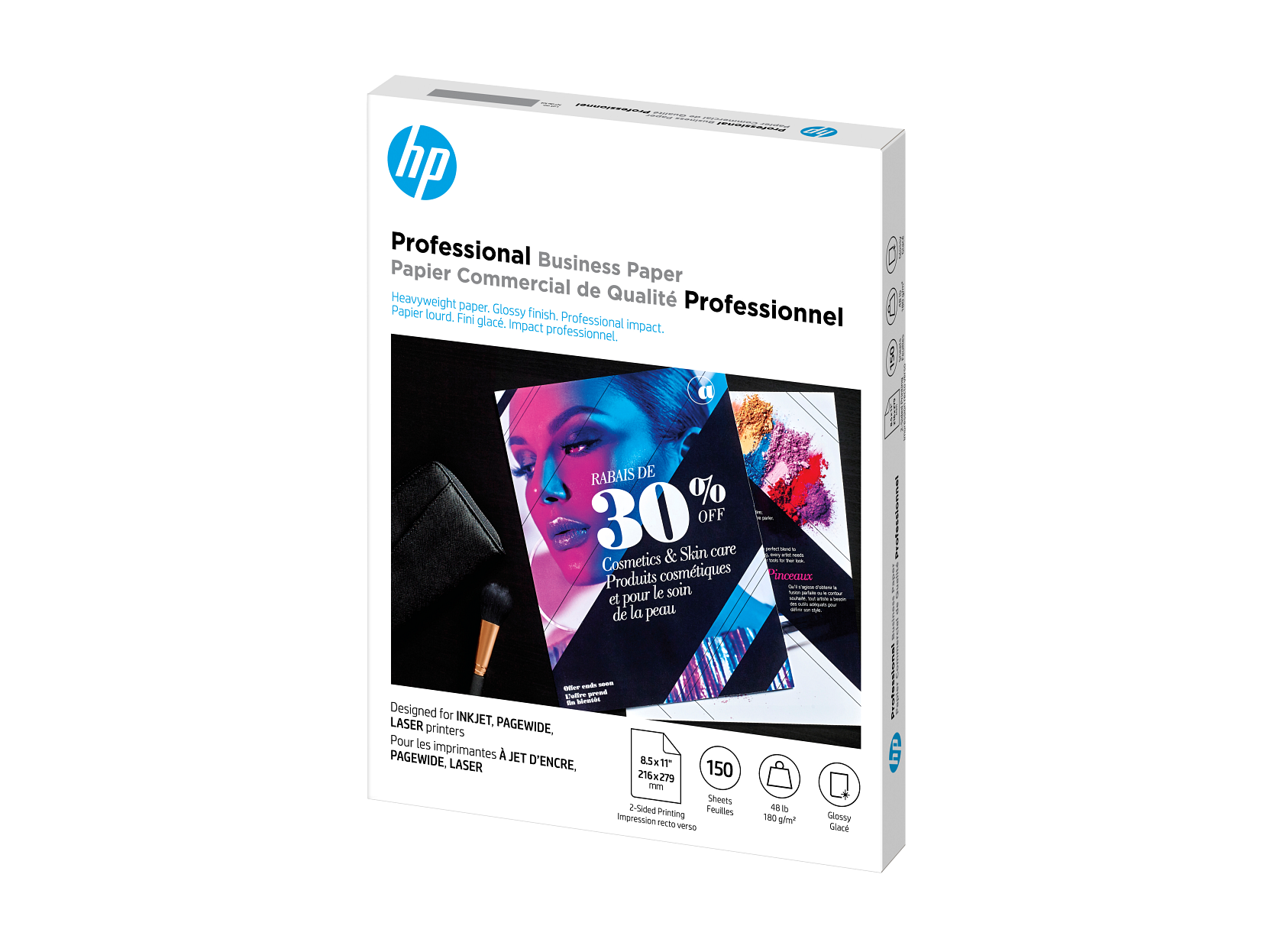 HP Professional Multi-use Glossy FSC Paper 180 gsm-150 sht/Letter/8.5 x 11 in - Afbeelding 2 van 8