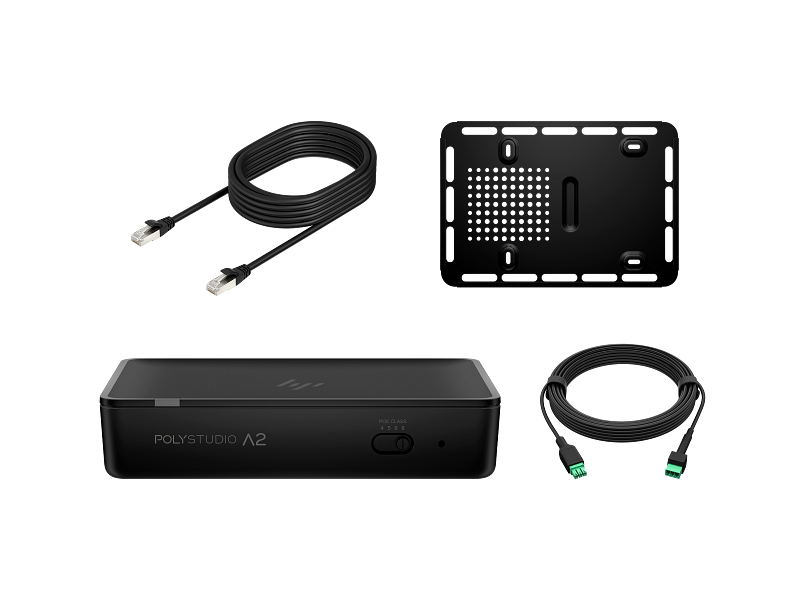 HP Poly Studio A2 Audio Bridge w/ CAT6A and Mic Extension Cable and Mounting Plate,(Black), Warranty 1-year, -B22X2AA 3 HP Poly Studio A2 Audio Bridge w/ CAT6A and Mic Extension Cable and Mounting Plate_Product Only_