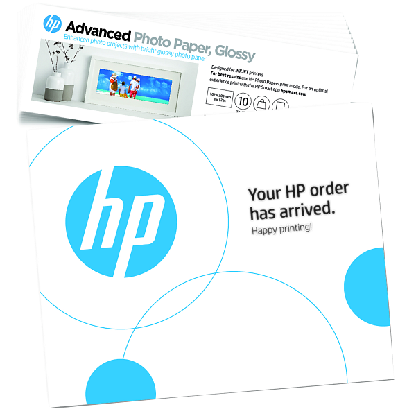 HP Advanced Photo Paper, Glossy 4x12 in; 10 x 30.5 cm - 10 sheets