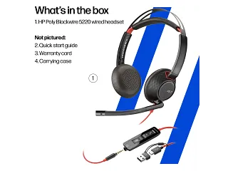 Poly Blackwire 5220 Stereo USB-C Headset +3.5mm Plug +USB-C/A Adapter