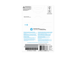 HP Premium Plus Photo Paper, Glossy, 80 lb, 4 x 6 in. (101 x 152 mm), 100 sheets CR668A - Img_Rear_320_240