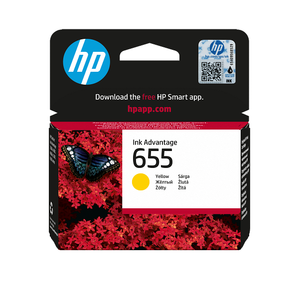HP 655 Yellow Original Ink Cartridge, CZ112-80012, CZ112AE