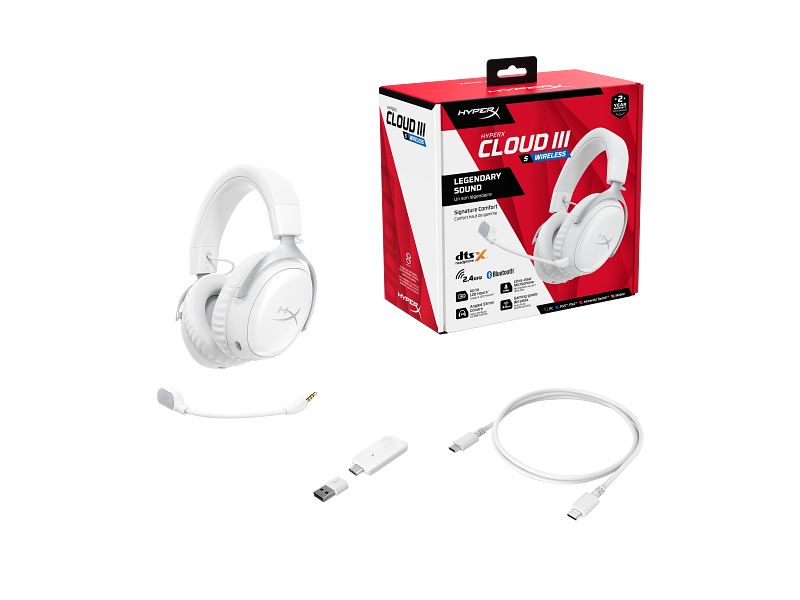HyperX Cloud III S - Wireless Gaming Headset (White) | HP® Middle East