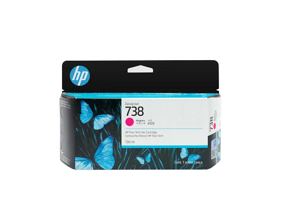 Series 1 of 4 Ink Supplies, HP 738 130-ml Magenta DesignJet Ink Cartridge, 498N6A