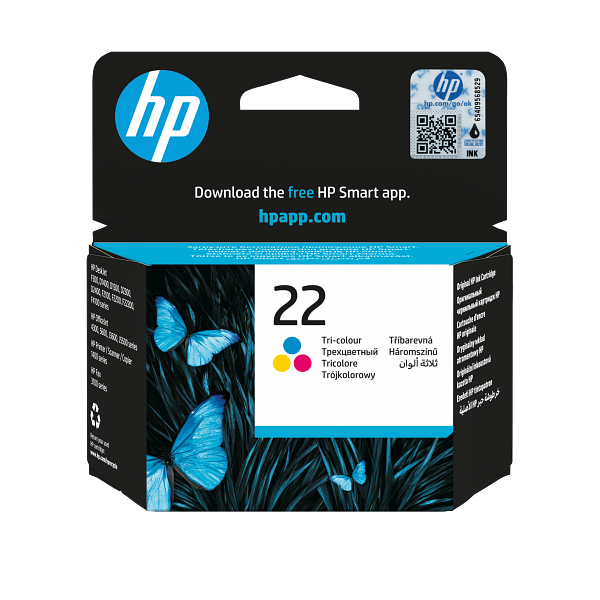 HP 22 Tri-Color Original Ink Cartridge, C9352-80235, C9352AE