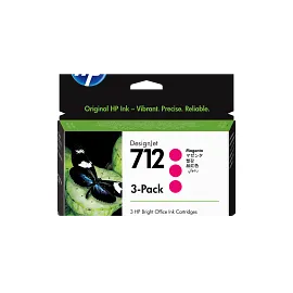 HP 712 Magenta DesignJet Ink Cartridge 3-Pack, 3ED78A