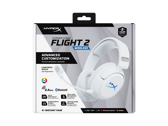HyperX Cloud Flight 2 - Wireless Gaming Headset (White) - Headset