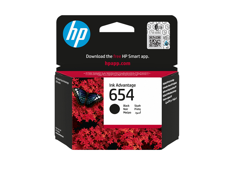 HP 654 Black Original Ink Advantage Cartridge 7FP39-80007 7FP39UE מחסנית דיו 654 Black Original Ink Advantage מבית HP 