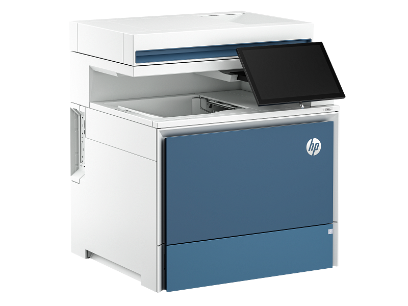 HP Color LaserJet Enterprise Flow MFP 5800 - ZF Transactional - AtmosphereBlue Catalog WhiteBG Front
