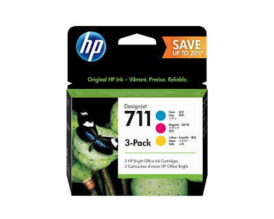 HP 711 3-pack 29-ml Cyan/Magenta/Yellow DesignJet Ink Cartridges