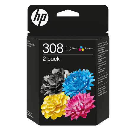 HP 308 6L6S6UE fekete/háromszínű eredeti tintapatron kombinált csomag Envy 6110e 6120e 6122e 6130e 6132e 6520e 6522e nyomtatóhoz (160/120 old.)