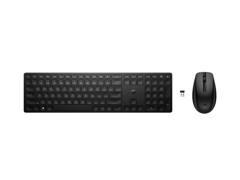 22C1 - HP 650 Wireless Mouse and Keyboard JetBlack Packaging TopDown WhiteBg