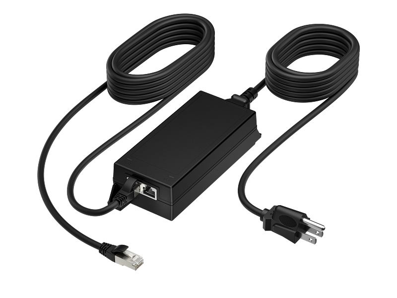 Poly_PoE_65W_Adapter_w_Cables_Catalog_Front Left
