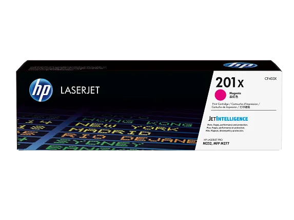 HP Laser Toner Cartridges and Kits, HP 201X High Yield Magenta Original LaserJet Toner Cartridge, CF403X
