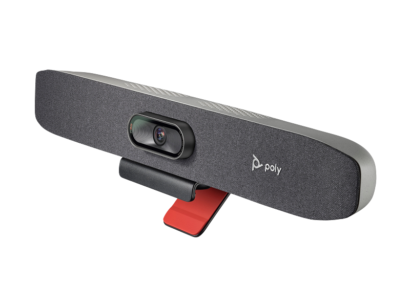 Poly Studio R30 USB Video Bar-UK, (Sand), Warranty 1-year -842D2AA 4 Poly Studio R30_Monitor clamp_Left