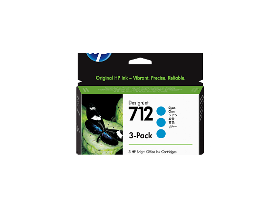 712 (3ED77A) DesignJet T210, T230, T250, T650 Series Cyan Original Ink Cartridge 3-Pack