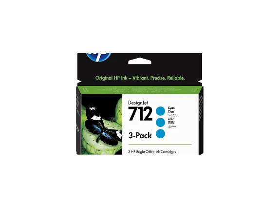 712 Cyan DesignJet Ink Cartridge 3-Pack, 3ED77A - HP® Store