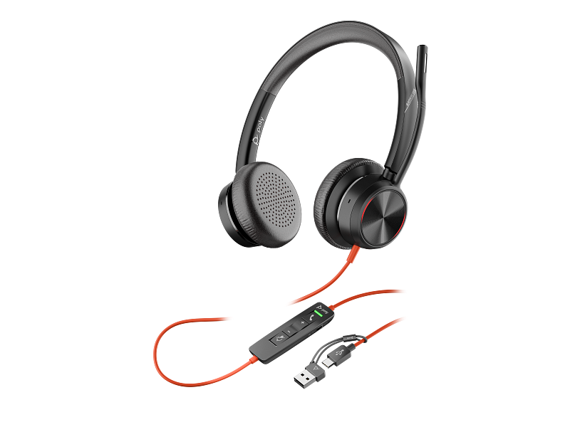 Plantronics Blackwire8225 ヘッドセット USB-C＆A Headset Estéreo Poly Blackwire 8225 com USB-C + Adaptador USB-C/A