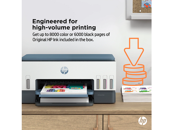 HP Smart Tank 6001 All-in-One InkJet Printer, Color Mobile Print, Scan, Copy, - Afbeelding 7 van 10