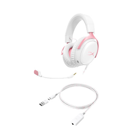 HyperX Cloud III – Gamer headset (fehér/rózsaszín)