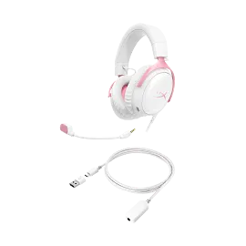 HyperX Cloud III - Gaming Headset (White/Pink) + HyperX Rubber Keycaps - Blue Bundle