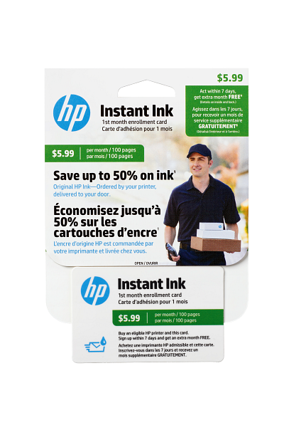 HP Instant Ink - 1st Month Enrollment Card - 100-page plan