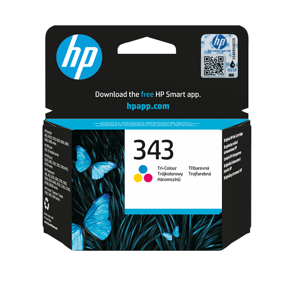 HP 343 Tri-Color Inkjet Original Ink Cartridge, C8766-80265, C8766EE